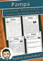 Vorschau - Unterrichtsreihen - Pampa Lückentext mit Wortspeicher Hörverstehen und Suchsel - Deckblatt