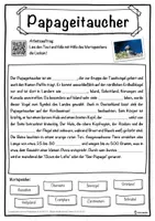 Vorschau - Unterrichtsreihen - Papageitaucher Lückentext mit Wortspeicher Hörverstehen und Suchsel - Seite 1