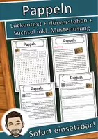 Vorschau - Unterrichtsreihen - Pappeln Lückentext mit Wortspeicher Hörverstehen und Suchsel - Deckblatt