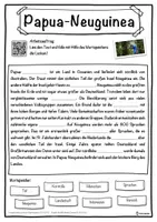 Vorschau - Unterrichtsreihen - Papua-Neuguinea Lückentext mit Wortspeicher Hörverstehen und Suchsel - Seite 1