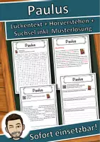 Vorschau - Unterrichtsreihen - Paulus Lückentext mit Wortspeicher Hörverstehen und Suchsel - Deckblatt