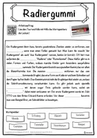 Vorschau - Unterrichtsreihen - Radiergummi Lückentext mit Wortspeicher Hörverstehen und Suchsel - Seite 1