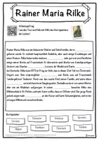 Vorschau - Unterrichtsreihen - Rainer Maria Rilke Lückentext mit Wortspeicher Hörverstehen und Suchsel - Seite 1