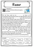Vorschau - Unterrichtsreihen - Rasur Lückentext mit Wortspeicher Hörverstehen und Suchsel - Seite 1