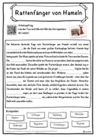 Vorschau - Unterrichtsreihen - Rattenfänger von Hameln Lückentext mit Wortspeicher Hörverstehen und Suchsel - Seite 1