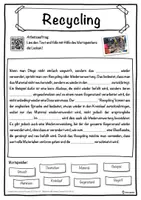 Vorschau - Unterrichtsreihen - Recycling Lückentext mit Wortspeicher Hörverstehen und Suchsel - Seite 1