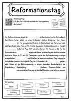 Vorschau - Unterrichtsreihen - Reformationstag Lückentext mit Wortspeicher Hörverstehen und Suchsel - Seite 1