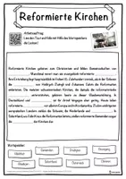 Vorschau - Unterrichtsreihen - Reformierte Kirchen Lückentext mit Wortspeicher Hörverstehen und Suchsel - Seite 1