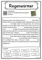 Vorschau - Unterrichtsreihen - Regenwürmer Lückentext mit Wortspeicher Hörverstehen und Suchsel - Seite 1