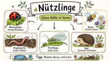 Vorschau - Arbeitsblätter - AB mit Fragen zum Thema "Nützlinge" + Lösungsblatt + Infografik - Seite 1