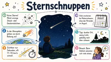 Vorschau - Arbeitsblätter - Arbeitsblätter zum Thema "Sternschnuppen" + Lösung & MP3 + Mindmap + Infografik - Seite 1