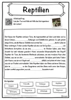 Vorschau - Unterrichtsreihen - Reptilien Lückentext mit Wortspeicher Hörverstehen und Suchsel - Seite 1