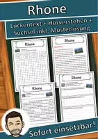Vorschau - Unterrichtsreihen - Rhone Lückentext mit Wortspeicher Hörverstehen und Suchsel - Deckblatt