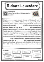 Vorschau - Unterrichtsreihen - Richard Löwenherz Lückentext mit Wortspeicher Hörverstehen und Suchsel - Seite 1