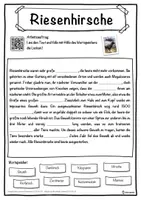 Vorschau - Unterrichtsreihen - Riesenhirsche Lückentext mit Wortspeicher Hörverstehen und Suchsel - Seite 1