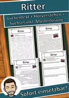 Vorschau - Unterrichtsreihen - Ritter Lückentext mit Wortspeicher Hörverstehen und Suchsel - Deckblatt