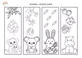 Vorschau - Mal- und Bastelvorlagen - Ausmal-Lesezeichen zum Ausdrucken - Deckblatt