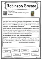 Vorschau - Unterrichtsreihen - Robinson Crusoe Lückentext mit Wortspeicher Hörverstehen und Suchsel - Seite 1