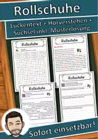 Vorschau - Unterrichtsreihen - Rollschuhe Lückentext mit Wortspeicher Hörverstehen und Suchsel - Deckblatt