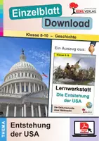 Vorschau - Unterrichtsreihen - Die Entstehung der USA: Siedlungen, Kolonien und der Weg zur Verfassung | Geschichte Sekundarstufe Klasse 8-10 | Bürgerkrieg, Amerikaner, Siedler, Unabhängigkeitskrieg | Arbeitsblätter mit Lösungen - Deckblatt