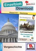 Vorschau - Unterrichtsreihen - Die Entstehung der USA: Vorgeschichte | Geschichte Sekundarstufe Klasse 8-10 | Ureinwohner Amerikas, Siedler, Nordamerika | Arbeitsblätter mit Lösungen - Deckblatt