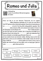 Vorschau - Unterrichtsreihen - Romeo und Julia Lückentext mit Wortspeicher Hörverstehen und Suchsel - Seite 1
