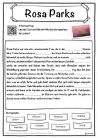 Vorschau - Unterrichtsreihen - Rosa Parks Lückentext mit Wortspeicher Hörverstehen und Suchsel - Seite 1