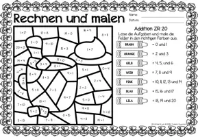 Aperçu - Feuilles d'exercices - Rechen-Mal-Blätter - Addition bis 20 (Winter) Hiver Additions Mathématiques Allemand - Page 3