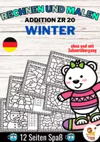 Aperçu - Feuilles d'exercices - Rechen-Mal-Blätter - Addition bis 20 (Winter) Hiver Additions Mathématiques Allemand - Page de couverture