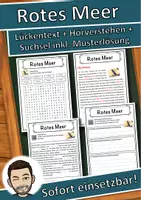 Vorschau - Unterrichtsreihen - Rotes Meer Lückentext mit Wortspeicher Hörverstehen und Suchsel - Deckblatt