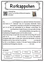 Vorschau - Unterrichtsreihen - Rotkäppchen Lückentext mit Wortspeicher Hörverstehen und Suchsel - Seite 1