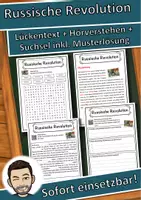 Vorschau - Unterrichtsreihen - Russische Revolution Lückentext mit Wortspeicher Hörverstehen und Suchsel - Deckblatt