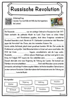 Vorschau - Unterrichtsreihen - Russische Revolution Lückentext mit Wortspeicher Hörverstehen und Suchsel - Seite 1