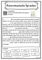Vorschau - Unterrichtsreihen - Rätoromanische Sprachen Lückentext mit Wortspeicher Hörverstehen und Suchsel - Seite 1