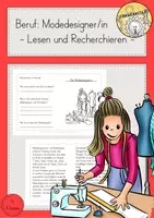 Vorschau - Arbeitsblätter - Lesen Recherchieren Berufe Modedesigner - Deckblatt