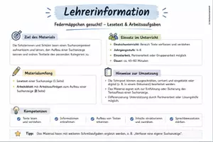 Vorschau - Arbeitsblätter - Federmäppchen gesucht! – Der Aufbau einer Suchanzeige - Seite 1