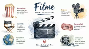 Vorschau - Arbeitsblätter - AB mit Fragen zum Thema "Film" + Lösungsblatt + Infografik - Seite 1