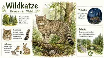 Vorschau - Arbeitsblätter - Arbeitsblätter zum Thema "Wildkatze" + Lösung & MP3 + Mindmap + Infografik - Seite 1