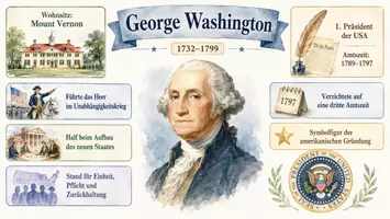 Vorschau - Arbeitsblätter - Arbeitsblätter zum Thema "George Washington" + Lösung & MP3 + Infografik - Seite 1