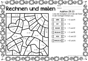 Aperçu - Feuilles d'exercices - Rechen-Mal-Blätter - Addition bis 20 (Tag der Erde) April Jour de la Terre Avril Additions Mathématiques Allemand - Page 3