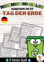Aperçu - Feuilles d'exercices - Rechen-Mal-Blätter - Addition bis 20 (Tag der Erde) April Jour de la Terre Avril Additions Mathématiques Allemand - Page de couverture