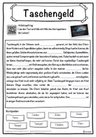 Vorschau - Unterrichtsreihen - Taschengeld Lückentext mit Wortspeicher Hörverstehen und Suchsel - Seite 1