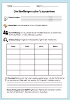 Vorschau - Stundenentwürfe - Stoffeigenschaften: Aussehen (Farbe, Glanz, Form) - Deckblatt