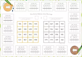 Vorschau - Stationenlernen - Schriftliche Addition, 10x Bingo-Spiel, mit und ohne Überträge, mehrfach differenziert! Freiarbeitsmaterial: Schriftlich untereinander rechnen - Seite 3