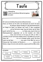 Vorschau - Unterrichtsreihen - Taufe Lückentext mit Wortspeicher Hörverstehen und Suchsel - Seite 1