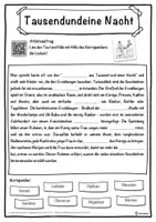 Vorschau - Unterrichtsreihen - Tausendundeine Nacht Lückentext mit Wortspeicher Hörverstehen und Suchsel - Seite 1