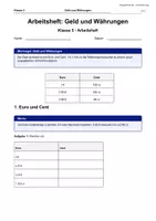 Vorschau - Arbeitsblätter - Arbeitsheft Euro und Währungen - Deckblatt