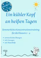 Vorschau - Arbeitsblätter - Sommerliches Konzentrationsmaterial für die Kl.2-4,+Lösungen - Deckblatt