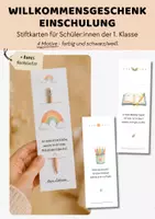 Vorschau - Mal- und Bastelvorlagen - Willkommensgeschenk Einschulung | Schulanfang Geschenk 1. Klasse Grundschule | Begrüßungsgeschenk Schuljahresstart - Deckblatt