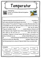Vorschau - Unterrichtsreihen - Temperatur Lückentext mit Wortspeicher Hörverstehen und Suchsel - Seite 1